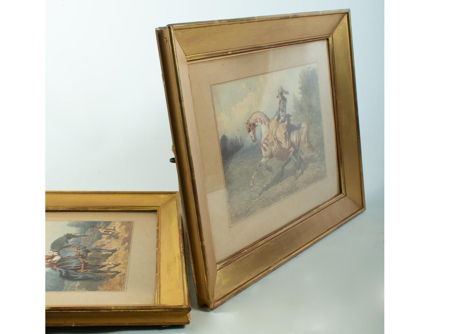 Théodore Fort (1810–1896)   Pair Of Watercolours   Elegant Ladies On Horseback photo vintage