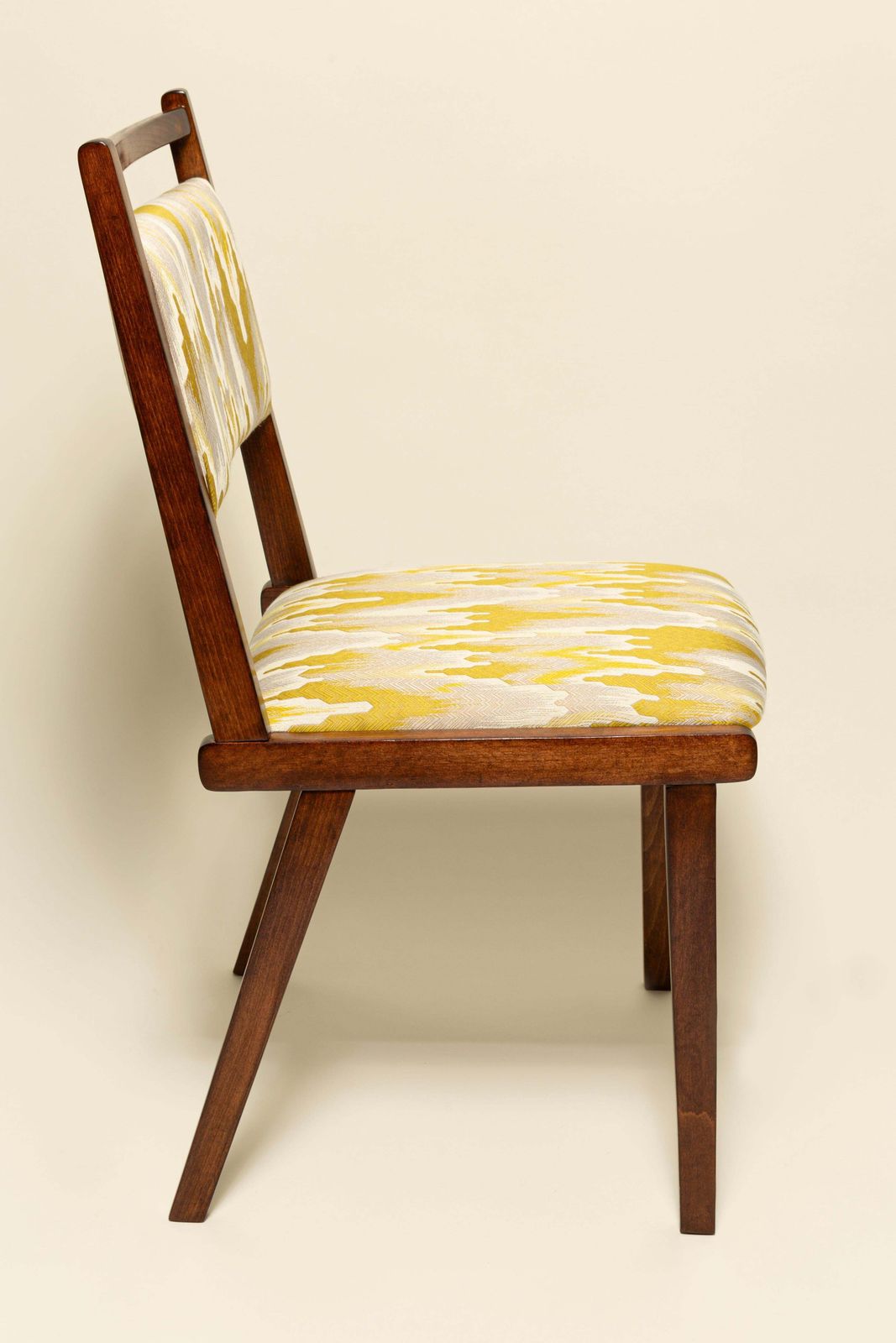 Six Mid Century Jar Chairs, Yellow Jacquard By Dedar, Poland, Europe, 1960s. photo 5782.0