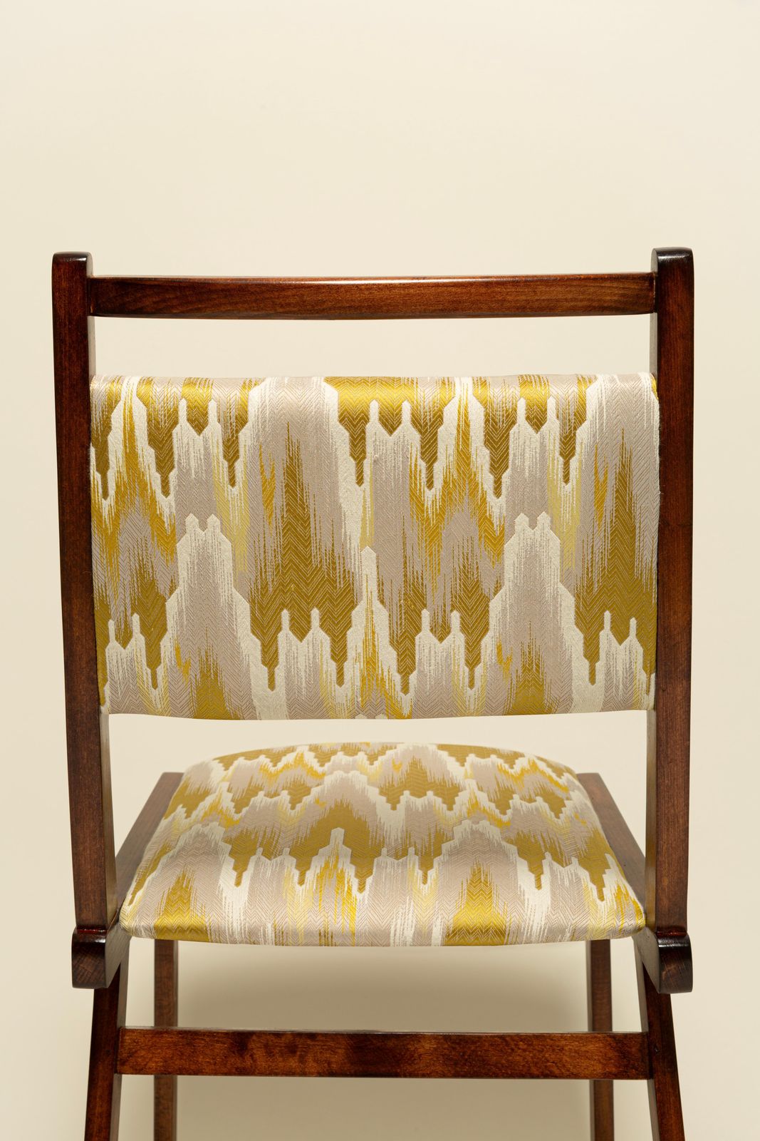 photo furniture Six Mid Century Jar Chairs, Yellow Jacquard By Dedar, Poland, Europe, 1960s.