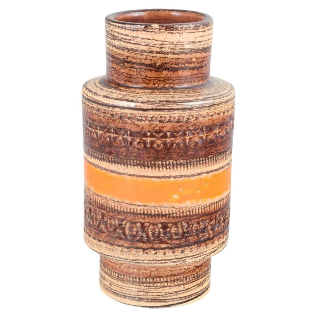 Aldo Londi For Bitossi. Cylindrical Stoneware “Sahara” Vase, 1970s.