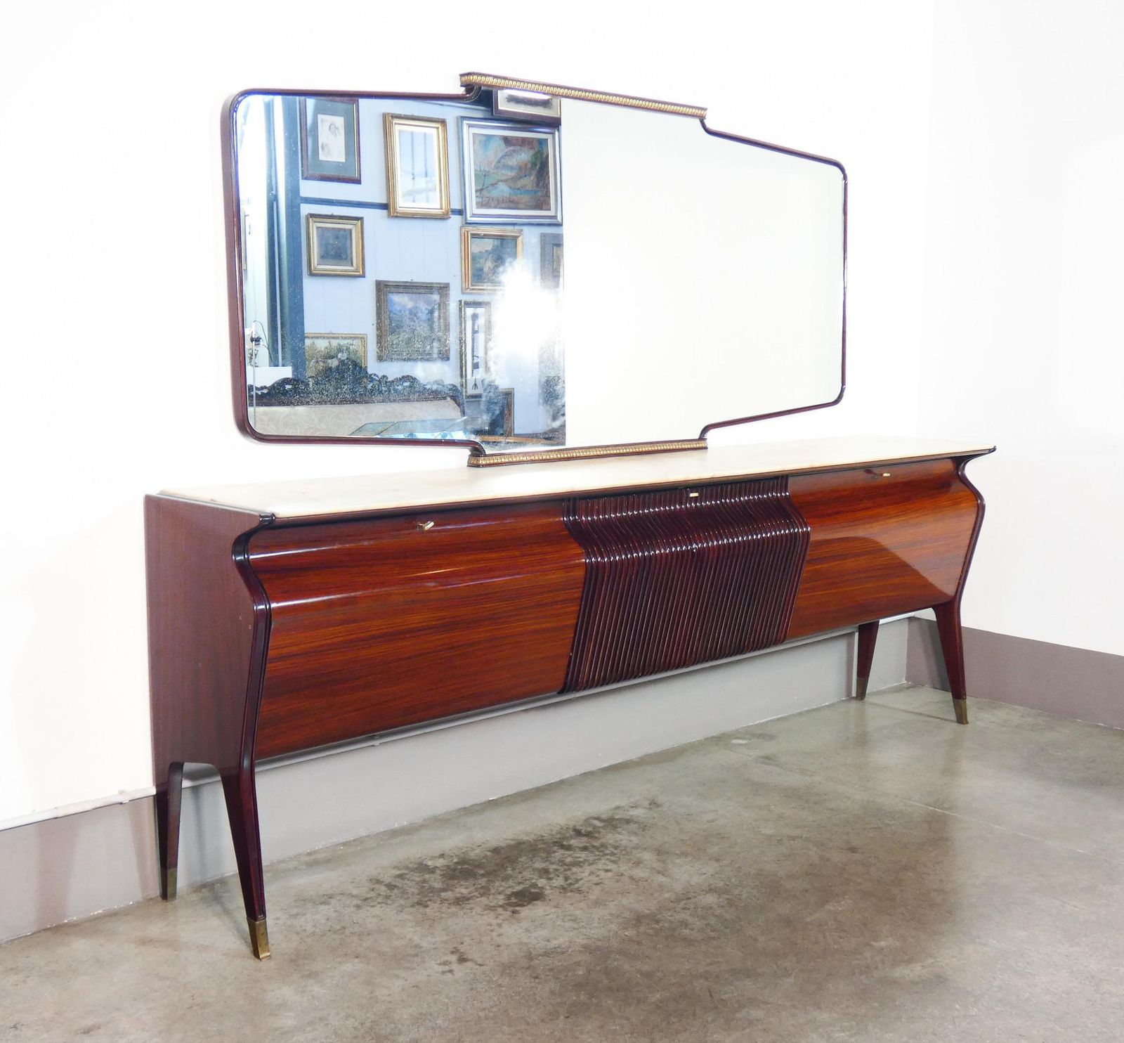 Buffet Enfilade With Mirror, Design Attributed To Osvaldo Borsani. Italy, 1950s photo furniture
