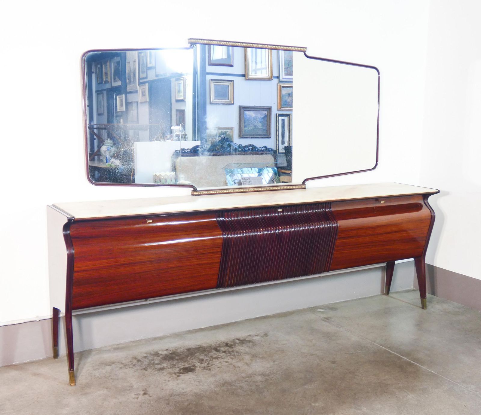 Buffet Enfilade With Mirror, Design Attributed To Osvaldo Borsani. Italy, 1950s photo Furniture