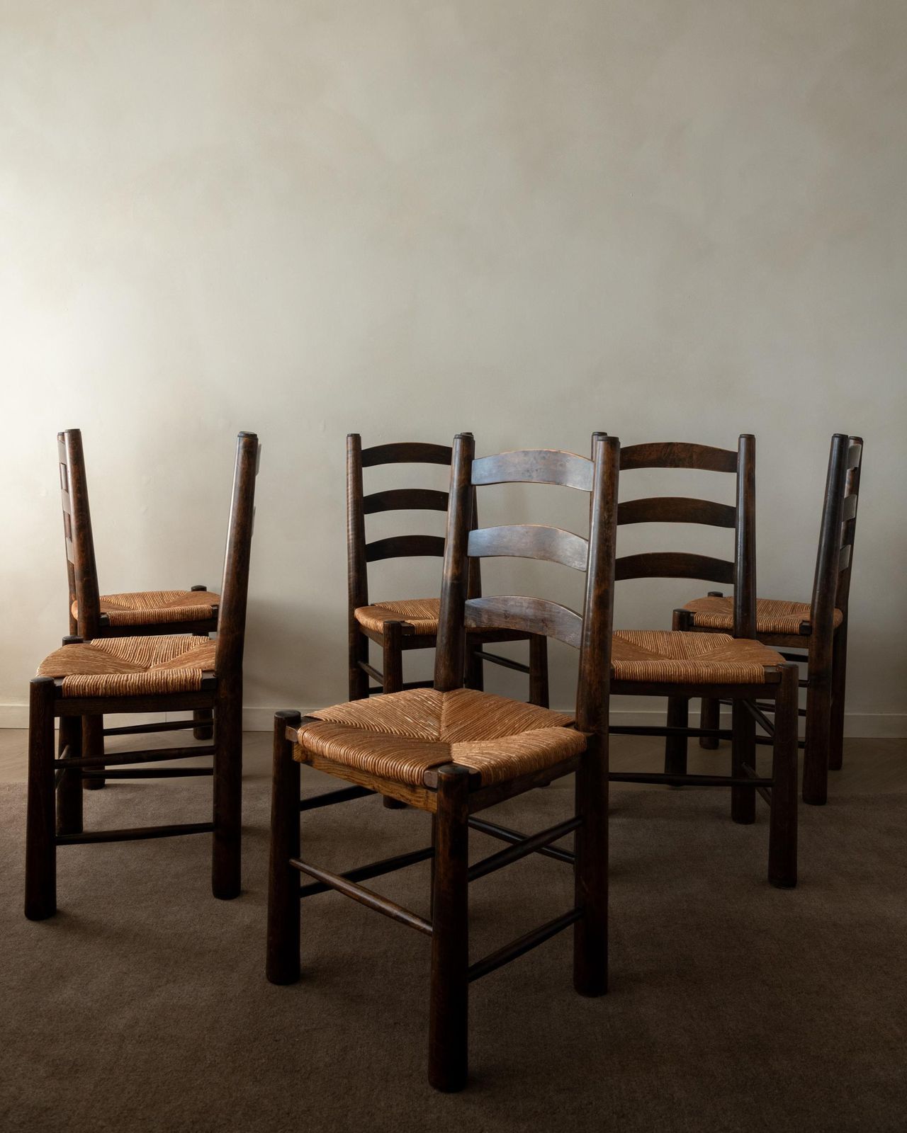 Vintage French Brutalist Dining Chairs By Georges Robert, 1950s, Set Of 6 photo furniture