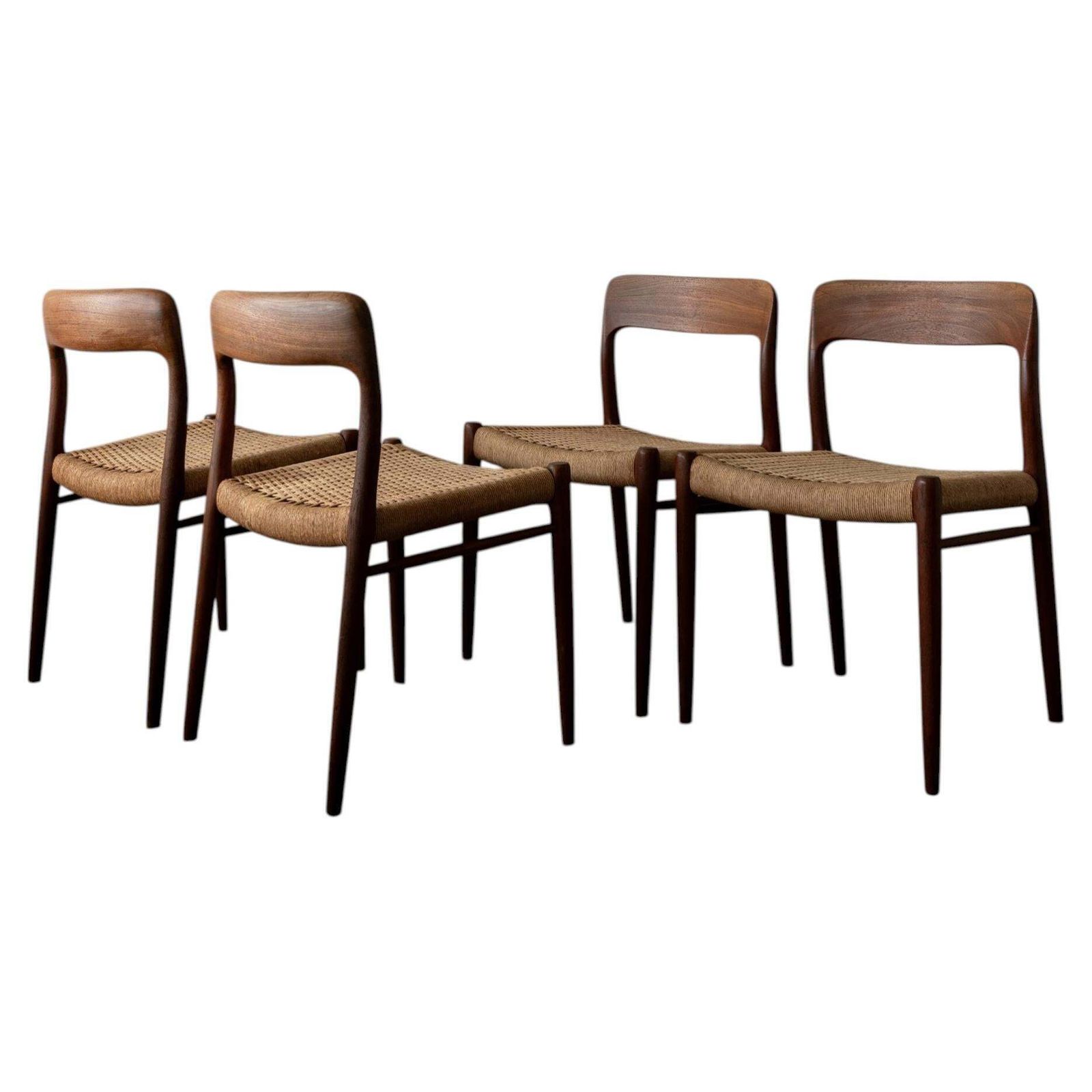 Danish Dining Chairs Model 75 By Niels O. Møller For J.L. Møllers 1960s Set Of 4