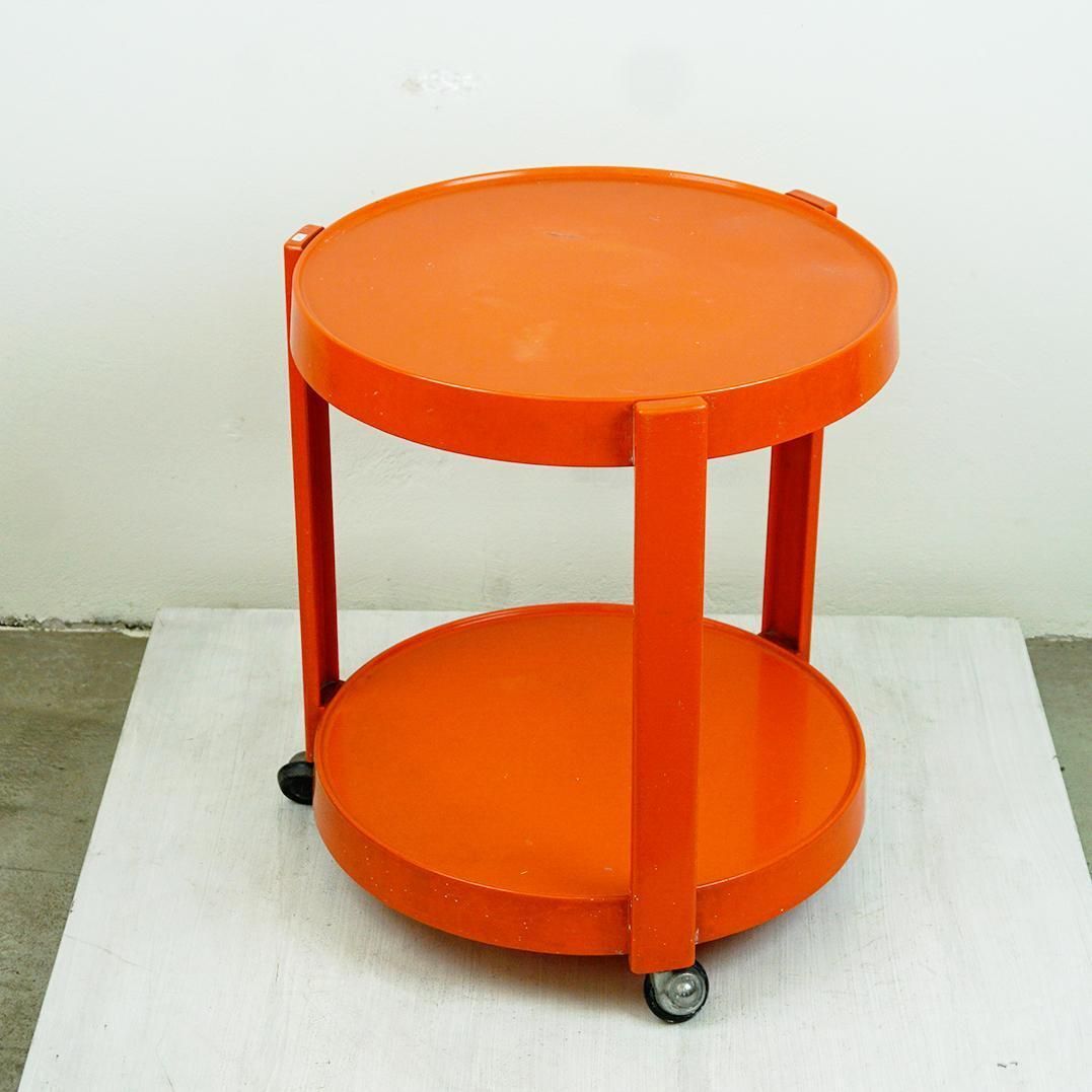 Vintage Italian Space Age Plastic Bar Trolley, Orange, 1970s, 47cm photo furniture