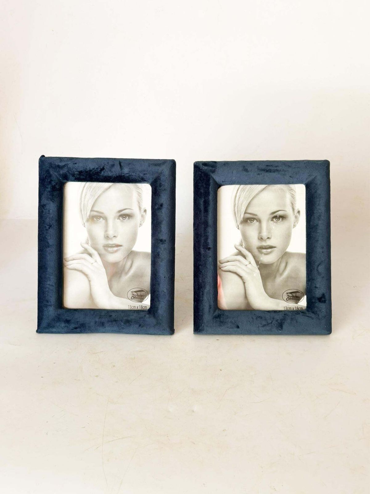 Pair Of Blue Velvet And Glass Frames, France, 1990 photo furniture