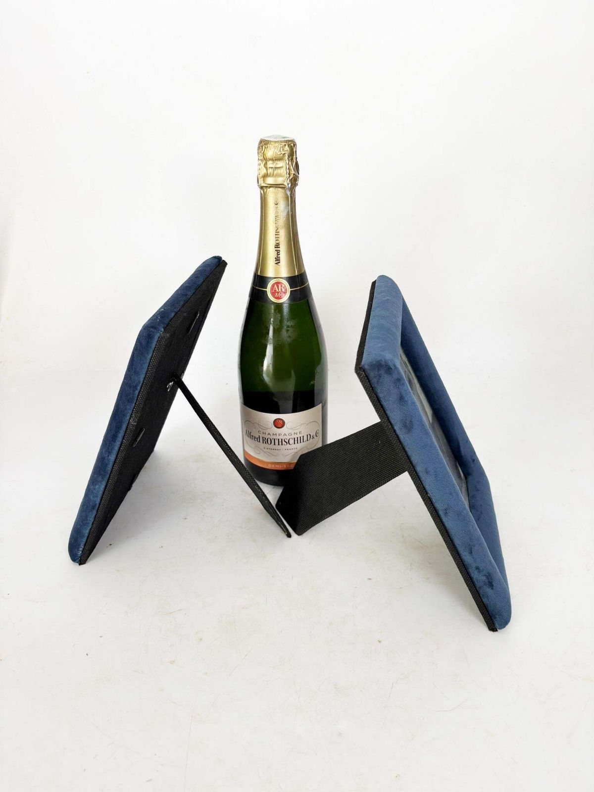 photo furniture Pair Of Blue Velvet And Glass Frames, France, 1990