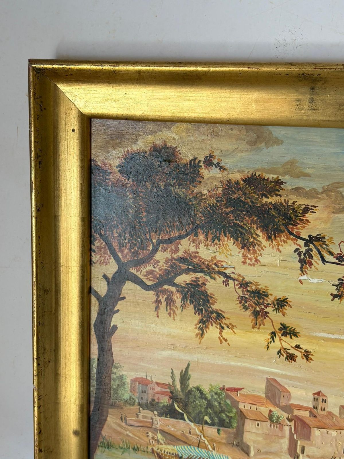 photo for sale Painting Of A Boat Scene, Oil On Panel, Signed, France, Early 20th Century