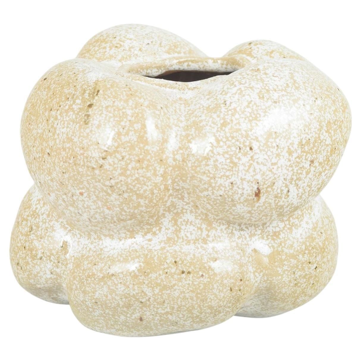 Christina Muff Danish Ceramic Artist. Organic Shaped Vessel With Snowflake Glaze