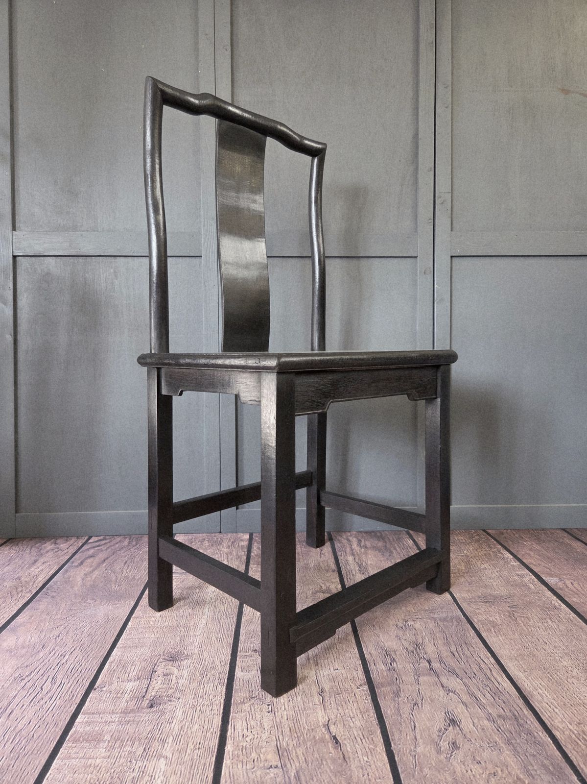 Pair Of Late 19th Century Chinese Qing Dynasty Yoke Ebony(wumu) Chairs photo vinterior