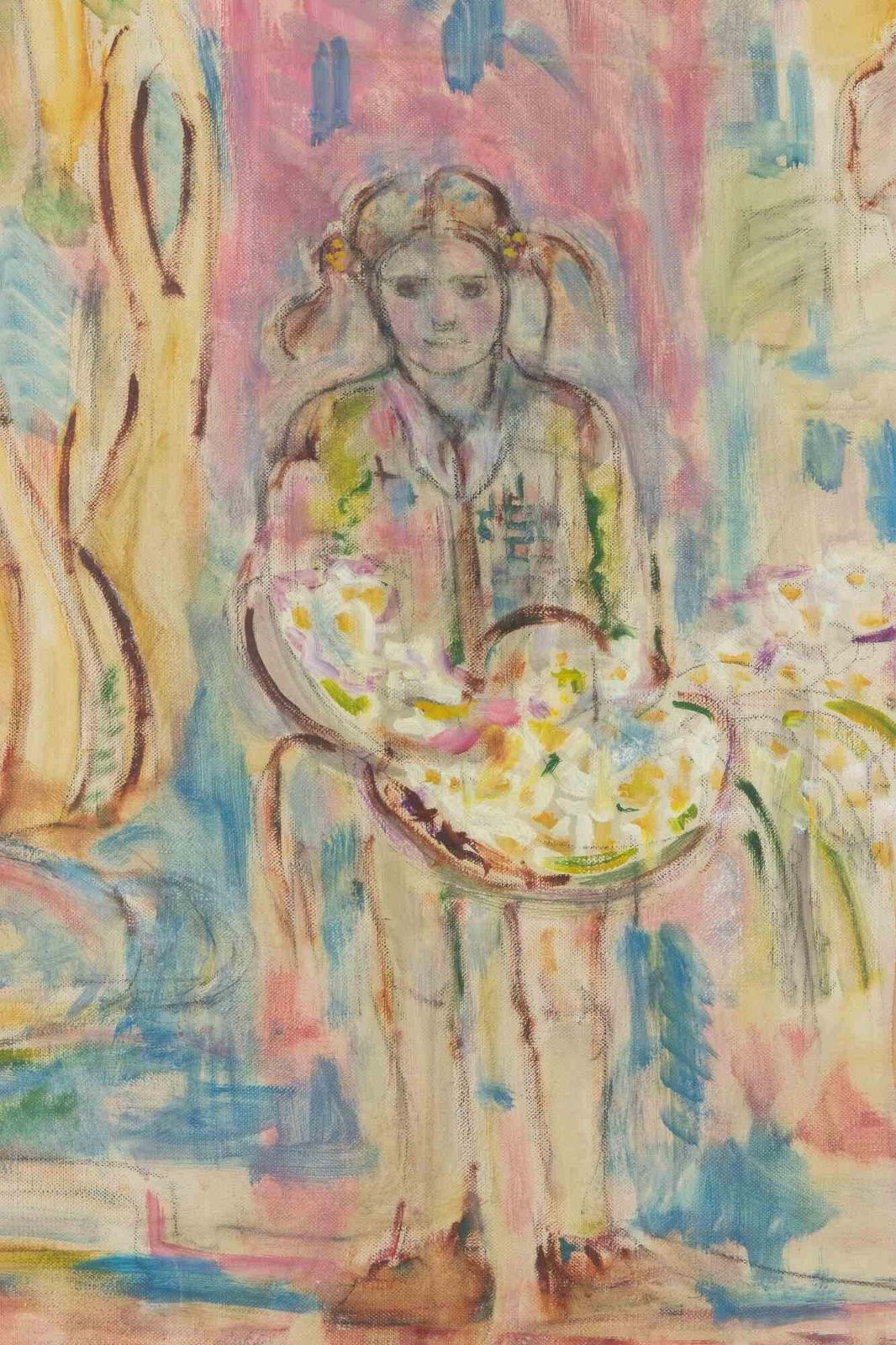 Girl   Oil Paint By Sirio Pellegrini   1976 photo furniture