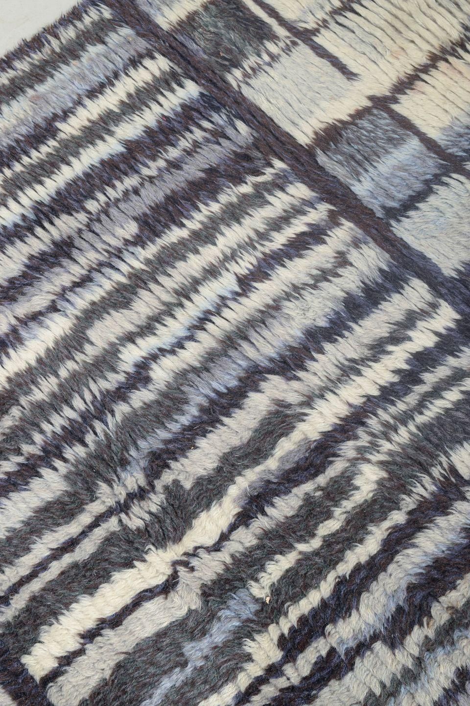 Scandinavian Designer. Rya Carpet In Wool With Graphic Pattern, 1960s/70s photo for sale