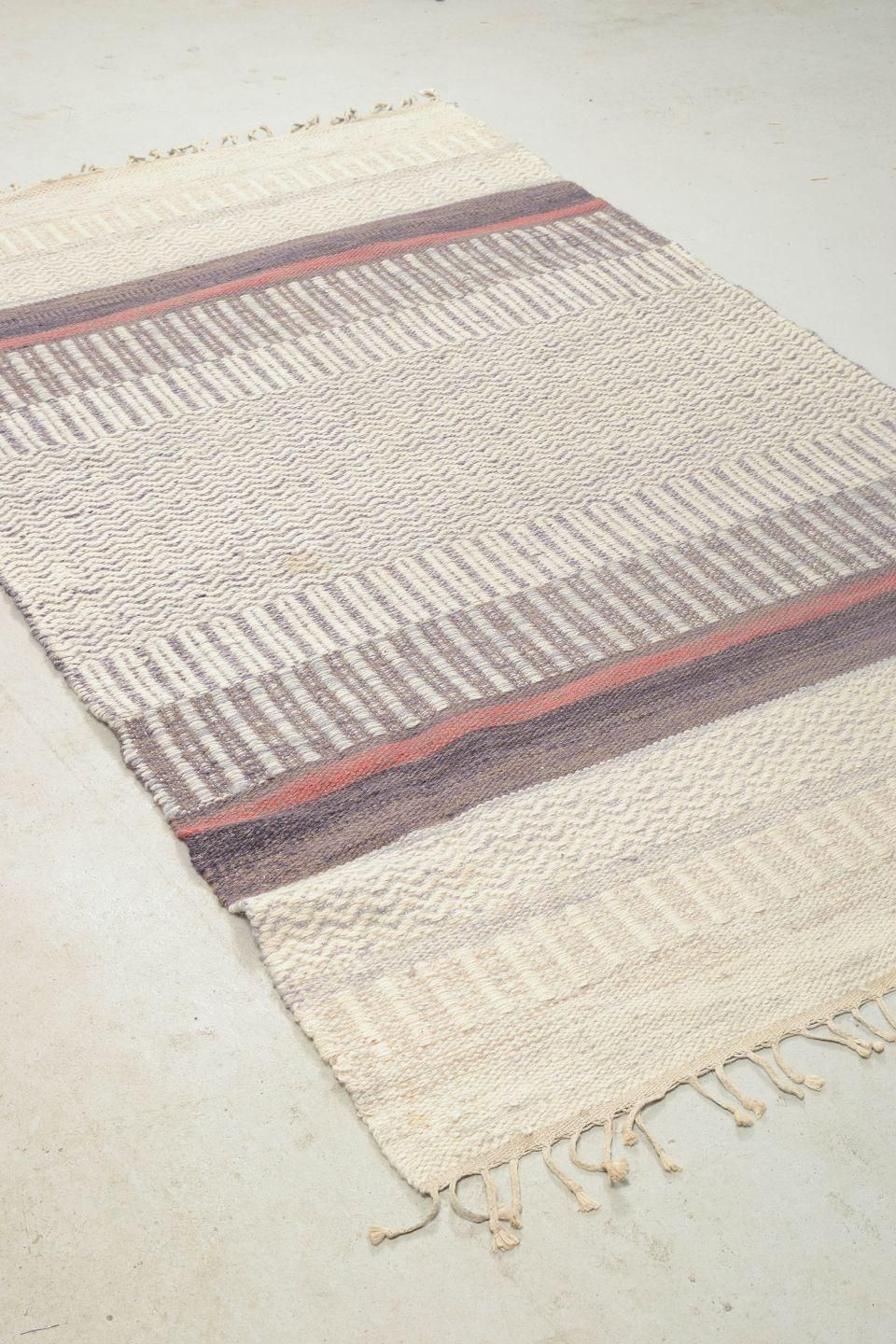 Scandinavian Textile Designer. Handwoven Rug In Pure Wool, 1970s photo Textiles