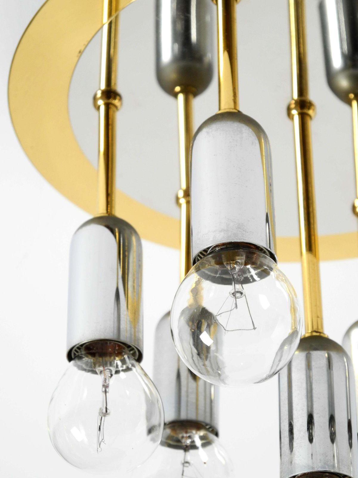 photo for sale Postmoderne plafondlamp uit de jaren 1980 van H. Schmidt Leuchtenfabrik, in messing en chroom