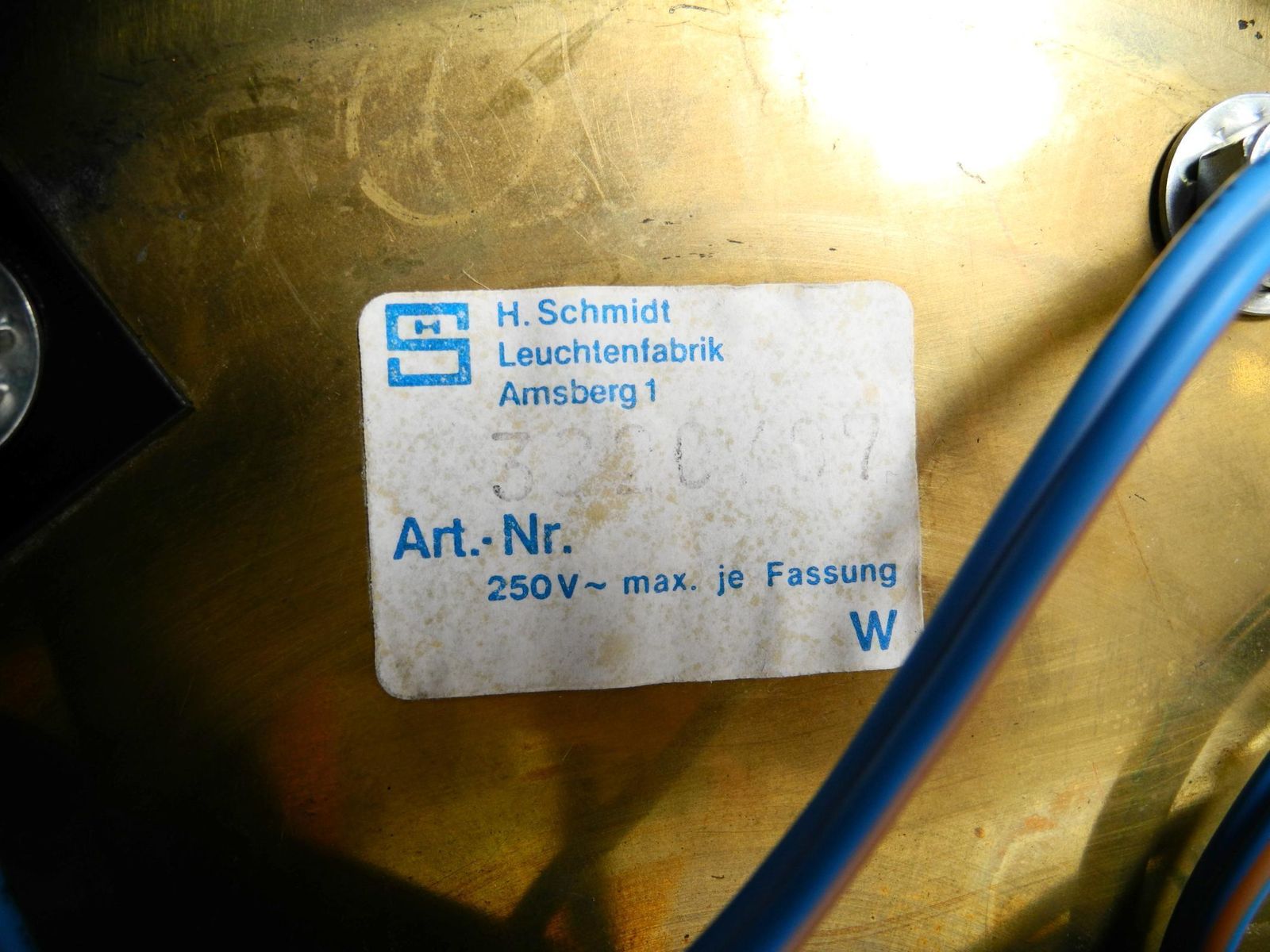 photo vinterior Postmoderne plafondlamp uit de jaren 1980 van H. Schmidt Leuchtenfabrik, in messing en chroom
