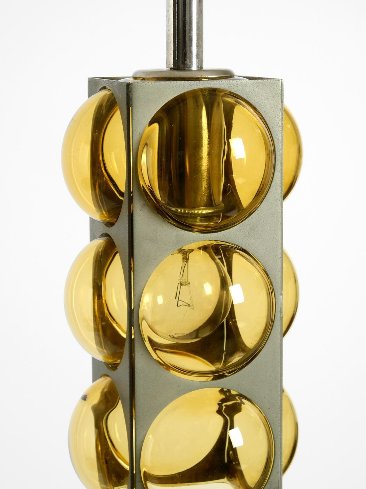photo vinterior Jaren 1960 Space Age Hanglamp van Temde, Glas en Vernikkeld Metaal