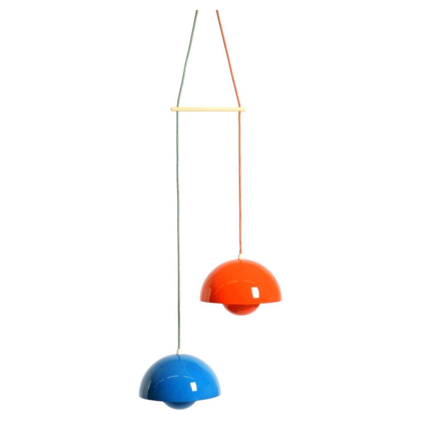 Geëmailleerde Flower Pot Hanglamp Met Dubbele Kap Door Verner Panton Voor Poulsen