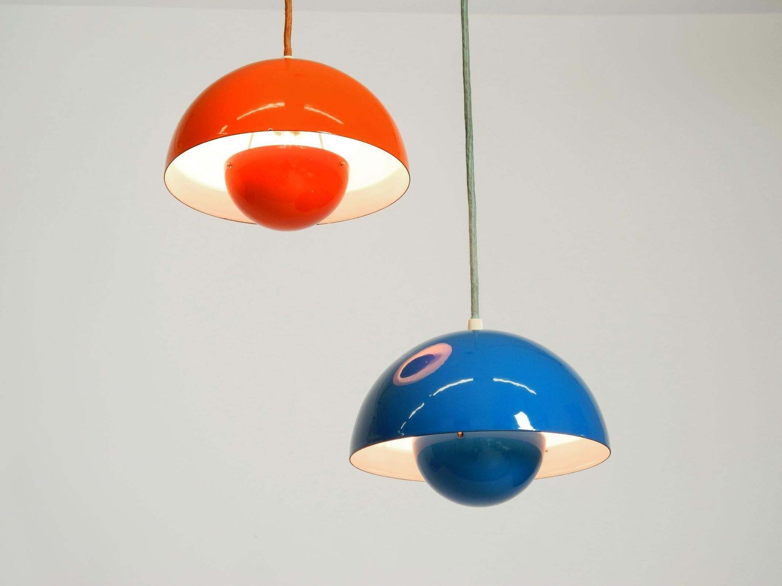 Geëmailleerde Flower Pot Hanglamp Met Dubbele Kap Door Verner Panton Voor Poulsen photo buy