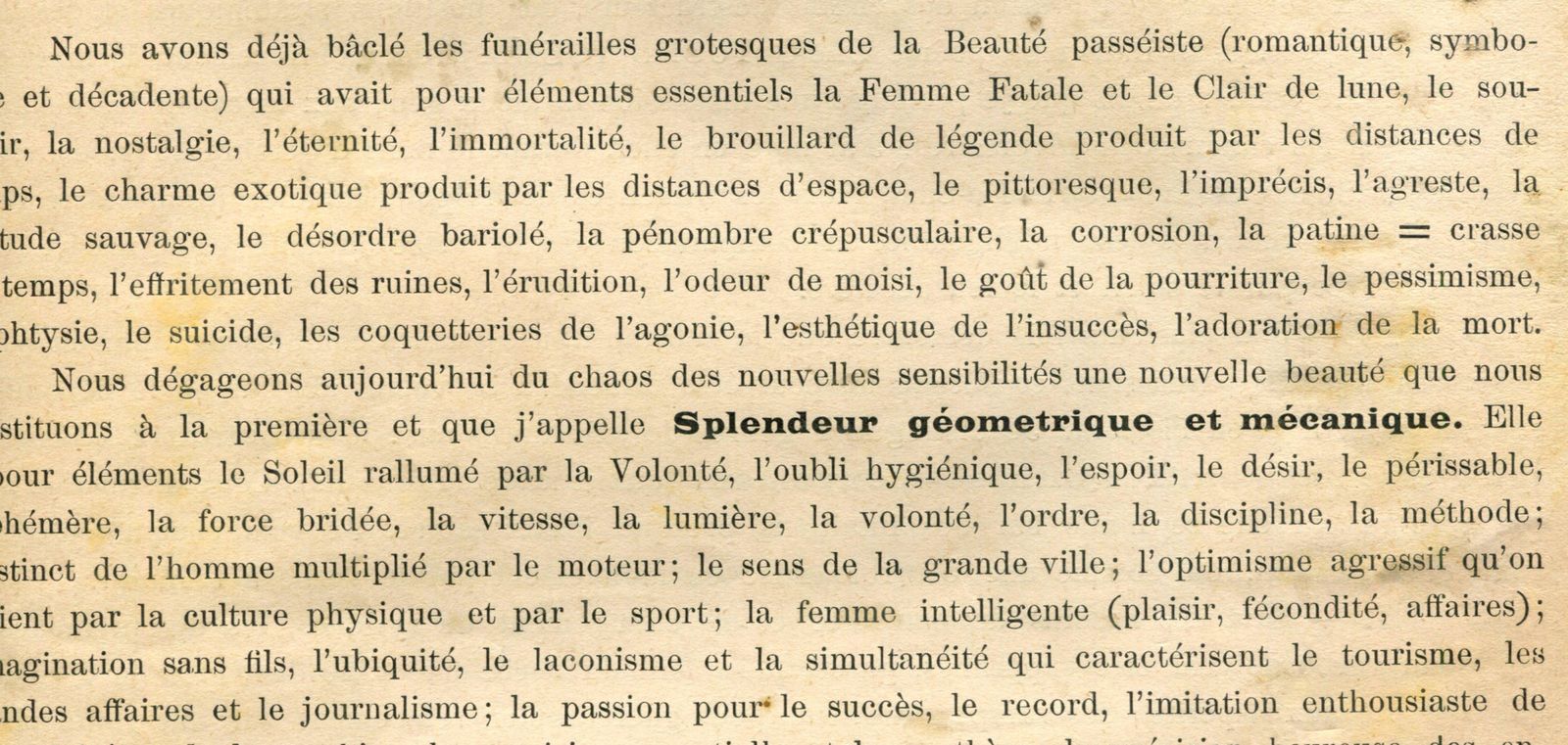 La Splendeur Géométrique Et Mécanique Et La Sensibilité Numérique, Italy 1914 photo furniture