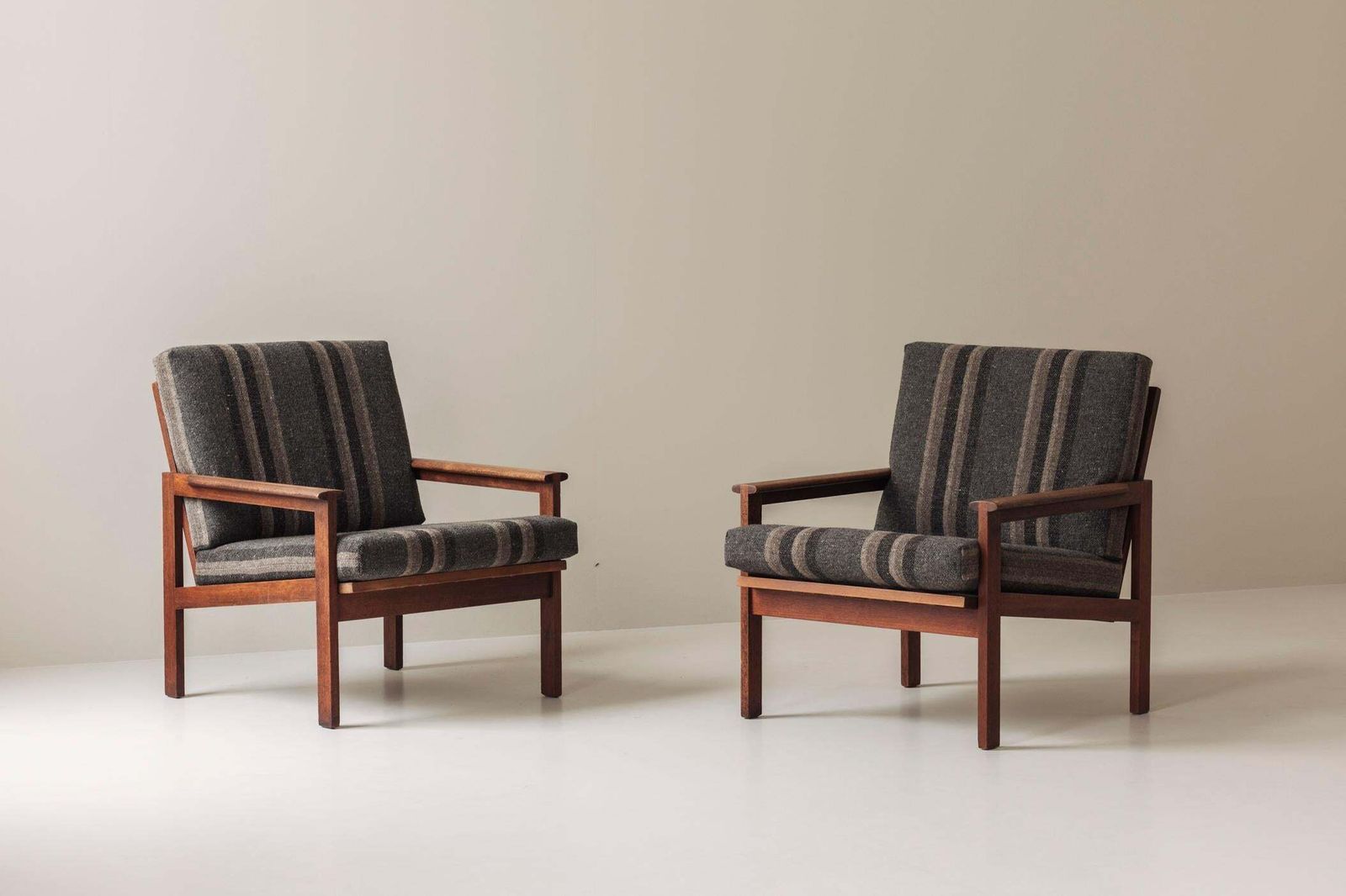 Set Of Two Easy Chairs Designed By Illum Wikkelsø For N. Eilersen, Denmark 1959.