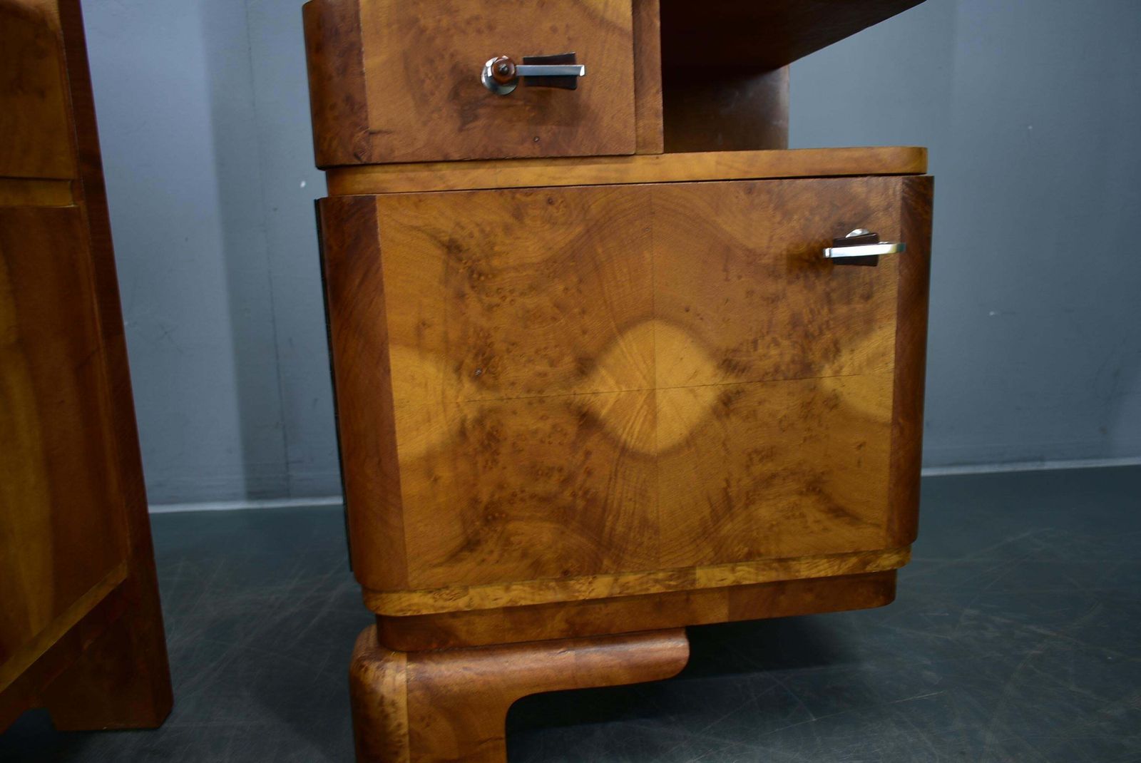 1934s Pair Of Art Deco Bedside Tables, Czechoslovakia photo vintage