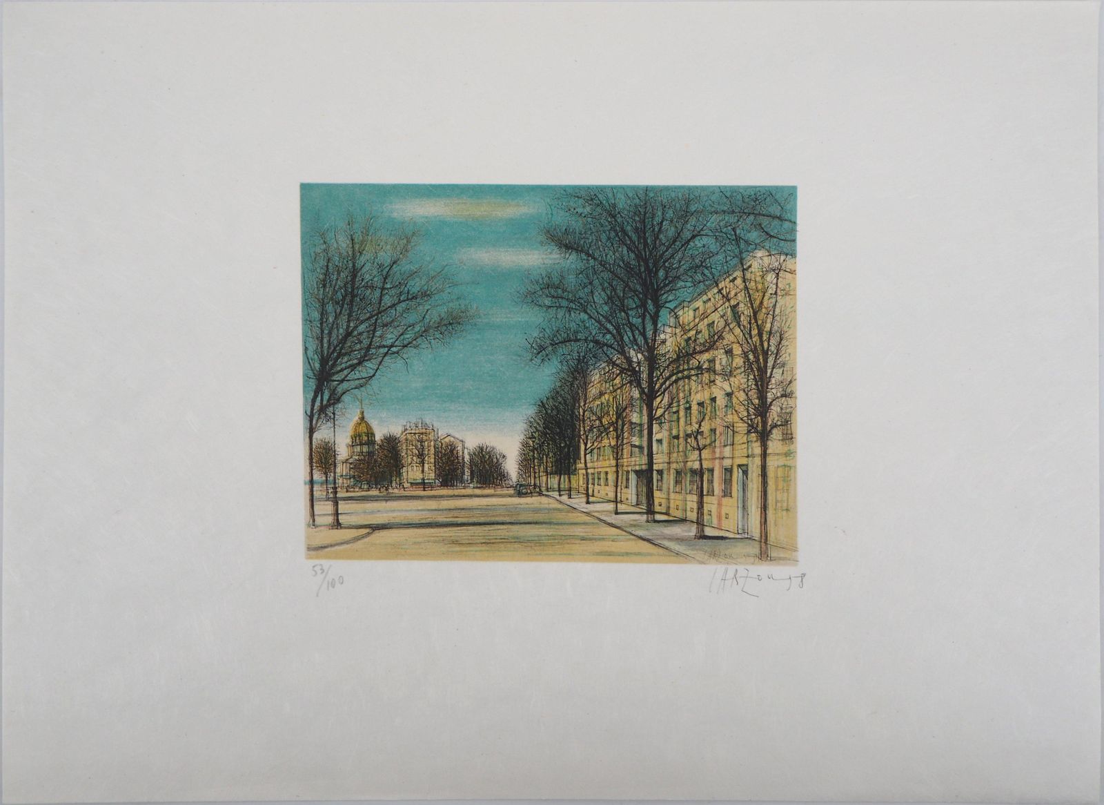 Paris: Boulevard Des Invalides   Original Handsigned Lithograph, 1958 photo furniture