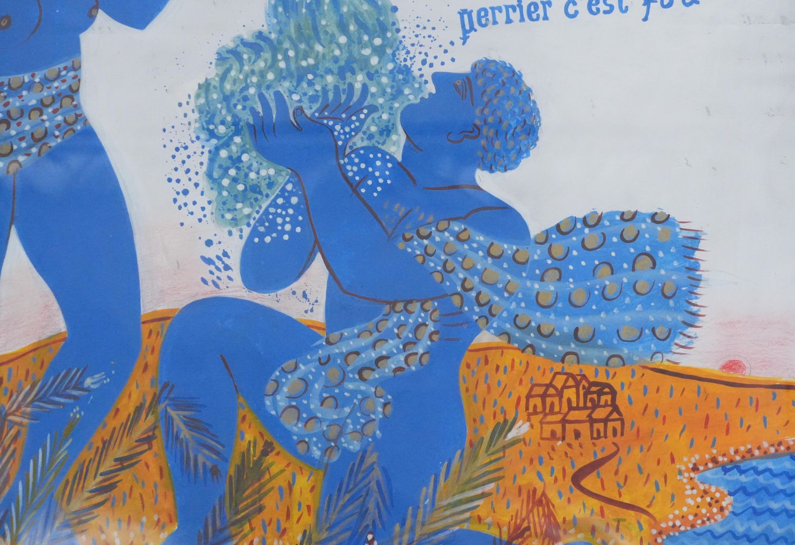 A Young Man With A Bottle Of Perrier   Original Gouache Painting photo vinterior