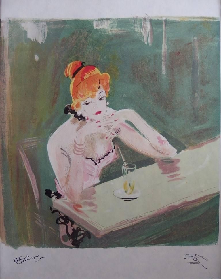 Waiting : In A Parisian Cafe   Original Lithograph   Mourlot, 1956