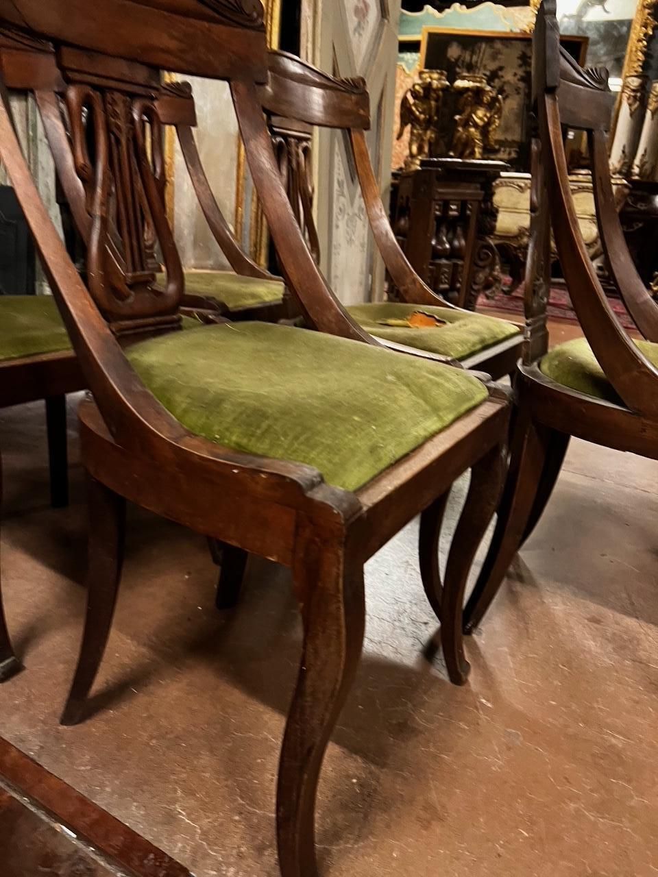 No. 6 Wooden Chairs And Velvet Seat, Italy photo 2298.0