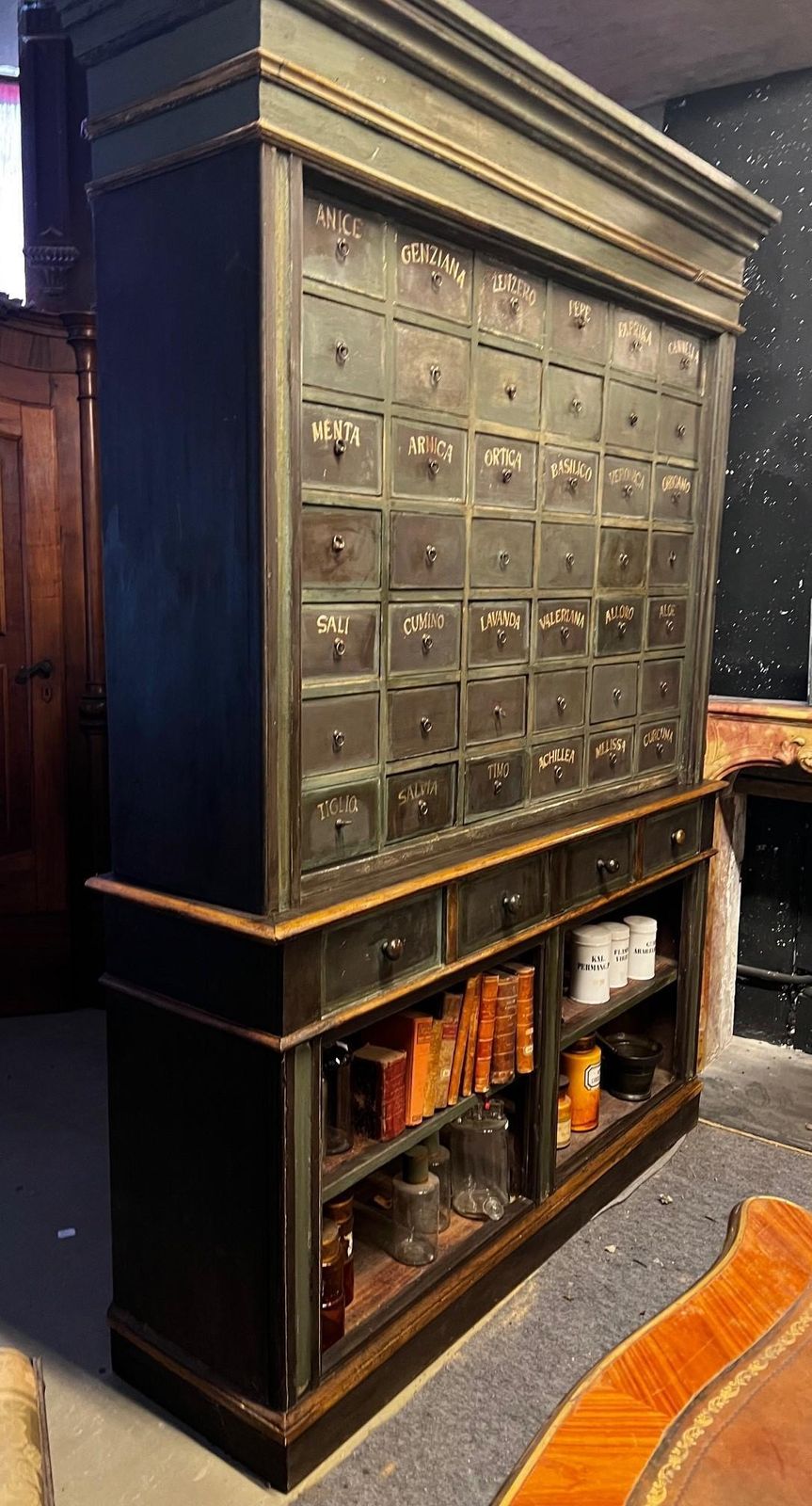 Lacquered Herbal Medicine Cabinet With 46 Drawers, Italy photo for sale