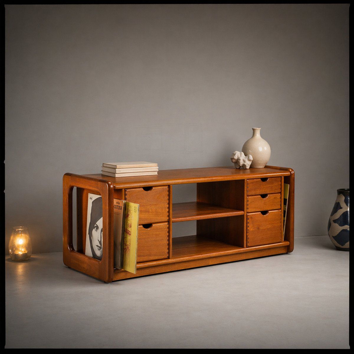 photo for sale Mid Century Danish Teak Vinyl Storage Cabinet From Dyrlund, 1960s