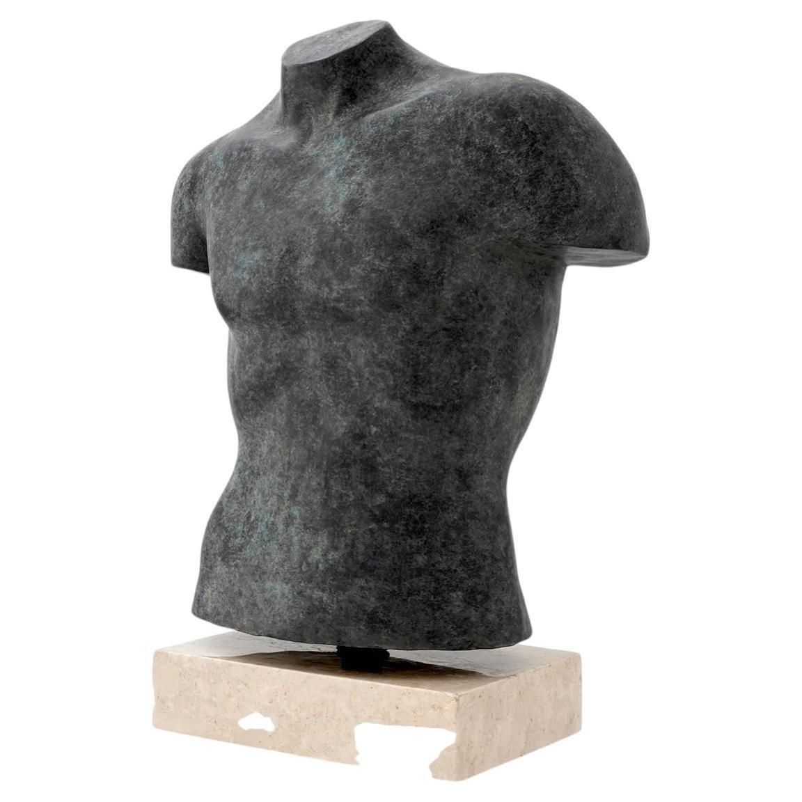 Buste Decorative Sculpture In Antique Bronze Finish On Marble Base