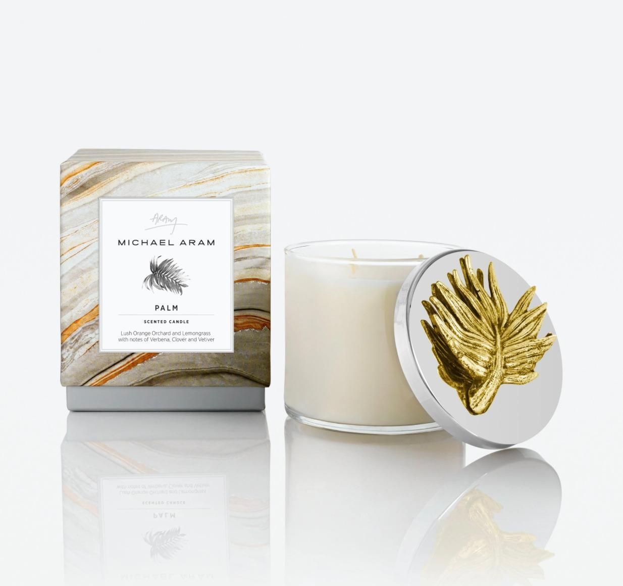 Set Of 10 Palm Scented Candles In Glass Antique Gold photo for sale
