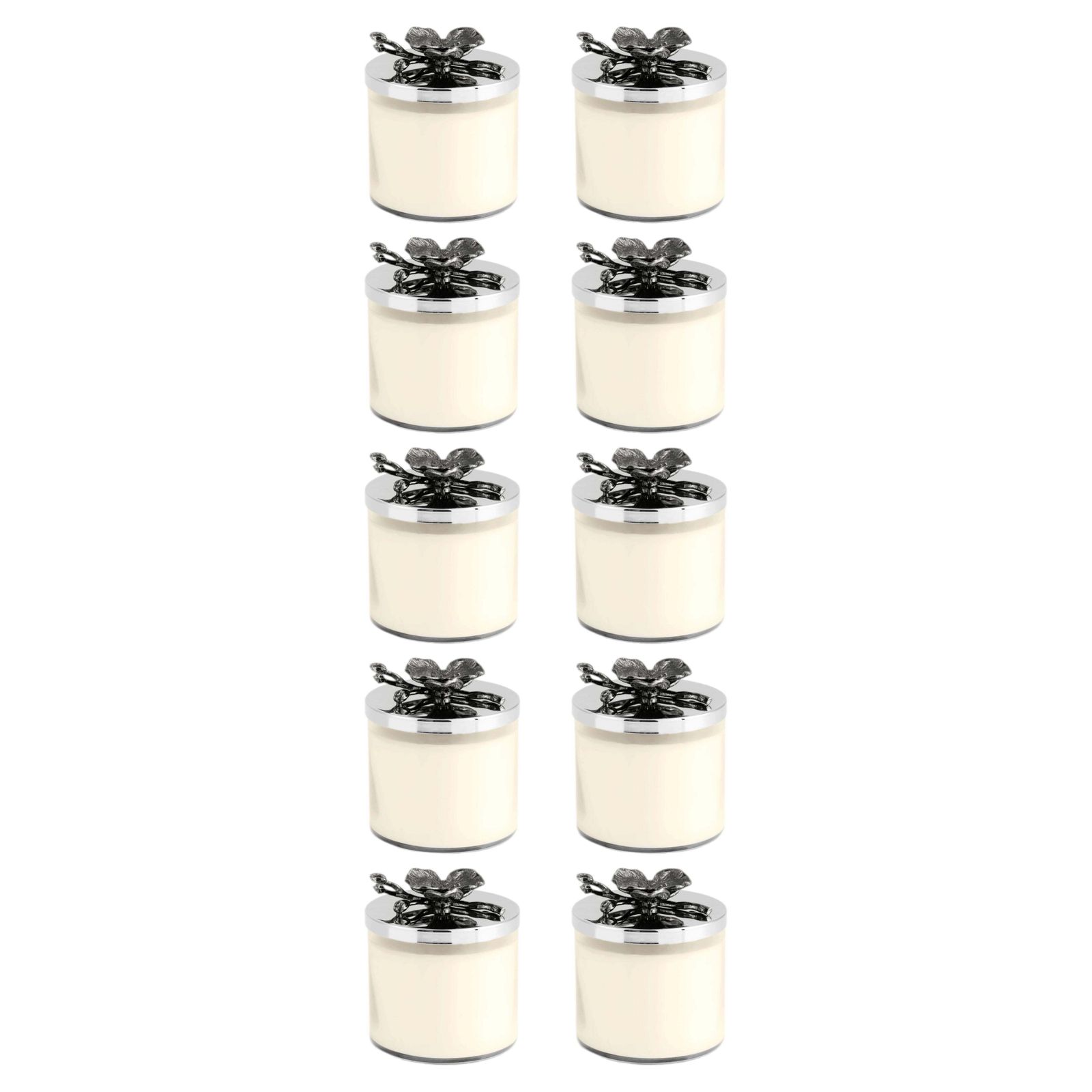 Set Of 10 Black Orchid Scented Candles Glass Black Nickel