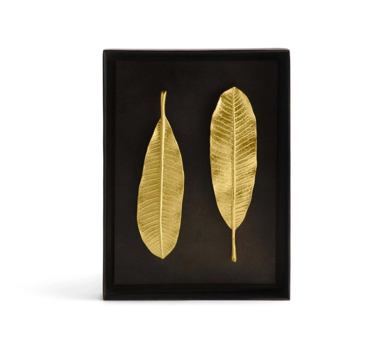 Pair Of Champa Leaf Shadow Boxes In Brass And Aluminum, Contemporary Style photo furniture