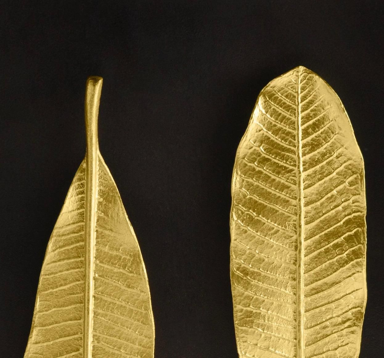 Pair Of Champa Leaf Shadow Boxes In Brass And Aluminum, Contemporary Style photo 1425.0