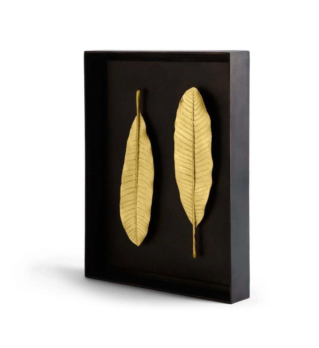 Pair Of Champa Leaf Shadow Boxes In Brass And Aluminum, Contemporary Style photo vinterior