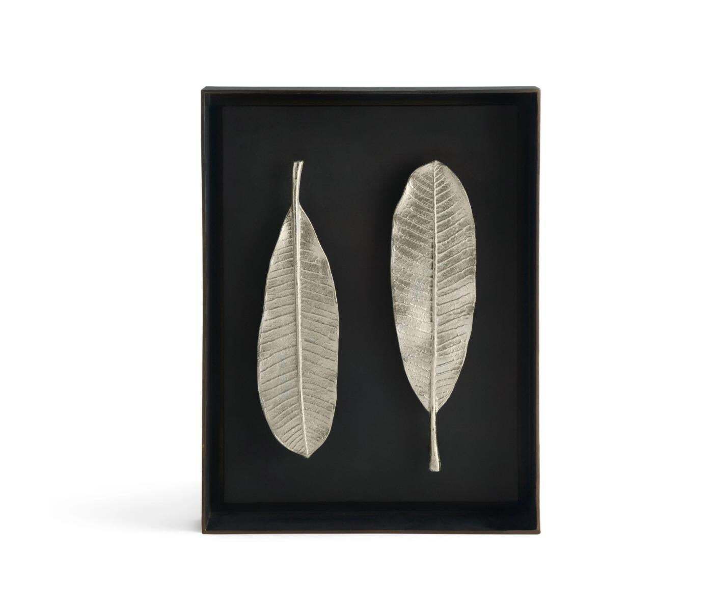 Pair Of Champa Leaf Shadow Boxes In Nickel And Aluminum, Contemporary Style photo furniture