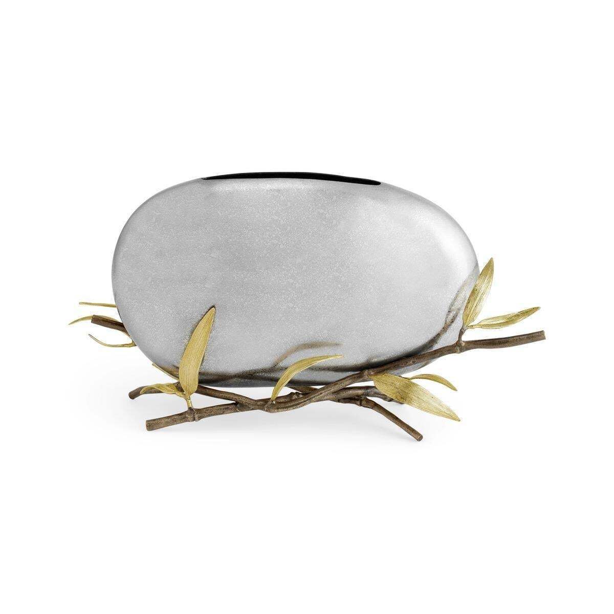 Pair Of Contemporary Silver Metal Pebble Vase photo furniture