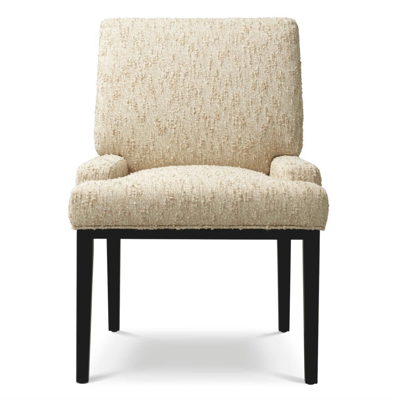 Dining Chair With Arms Black Finish Arden Natural Fabric photo Furniture