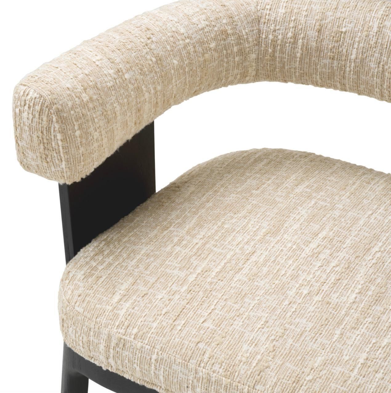 Dining Chair Black Oak Veneer Bouclé Sonata Cream photo buy