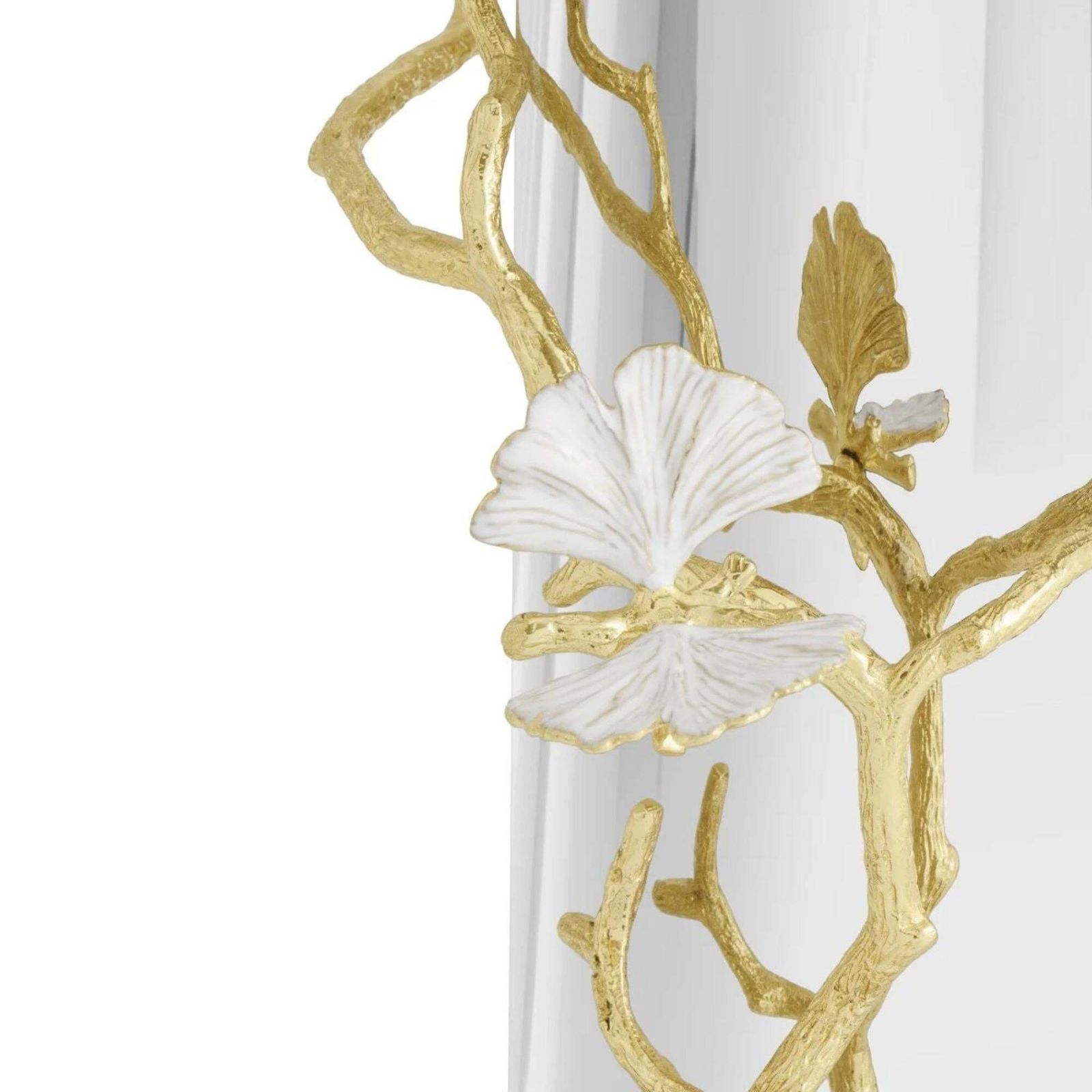 Pair Of Large Contemporary Silver And Gold Metal Butterfly Ginkgo Vase photo 1409.0