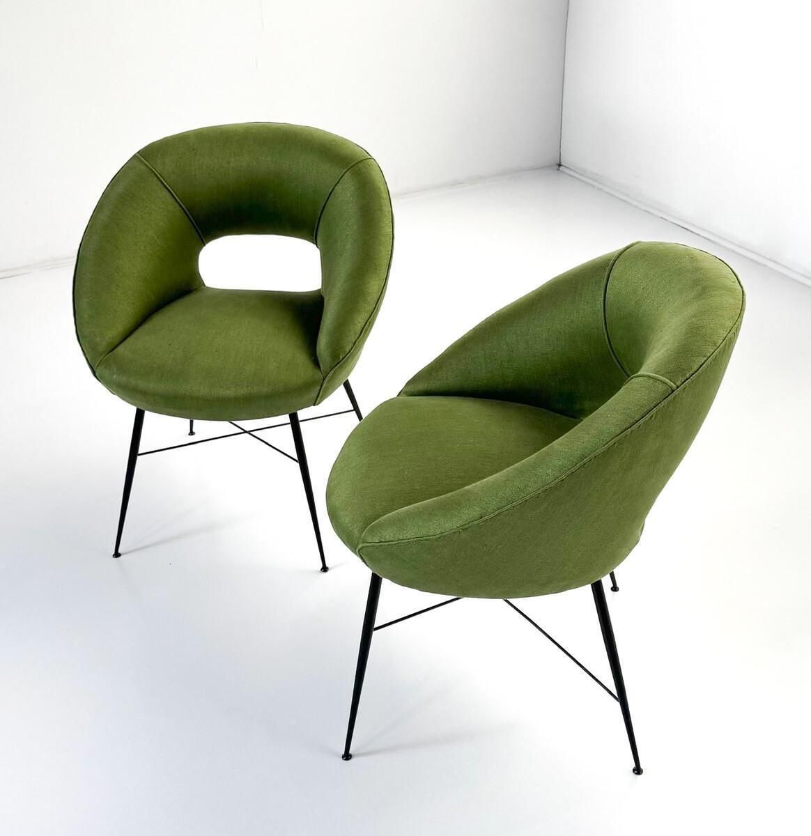 Pair Of Armchairs By Silvio Cavatorta, Italy, 1950s   New Upholstery photo for sale