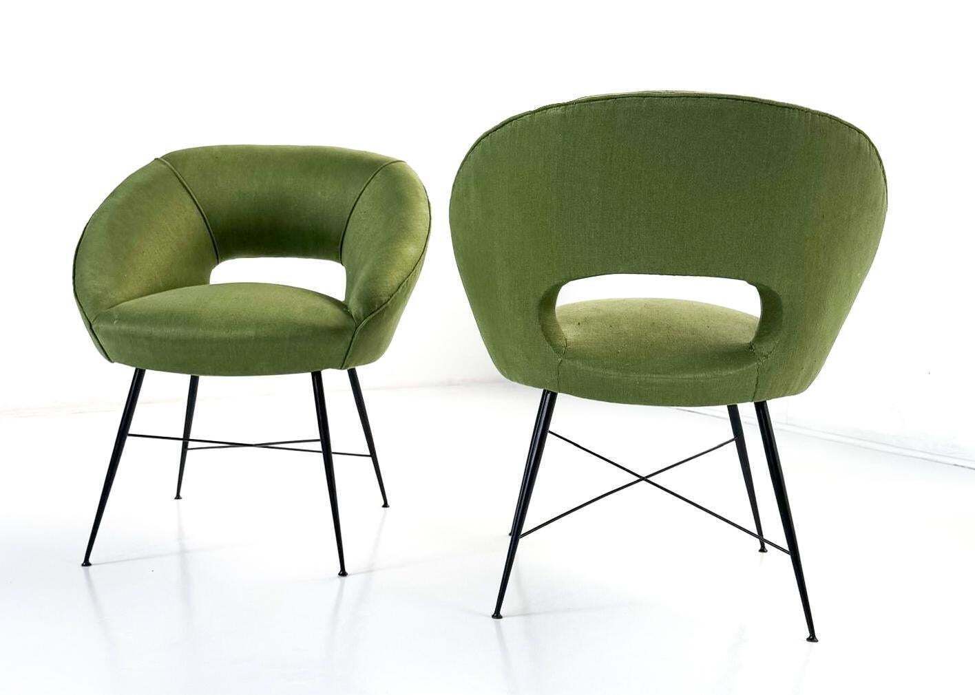 Pair Of Armchairs By Silvio Cavatorta, Italy, 1950s   New Upholstery photo vinterior