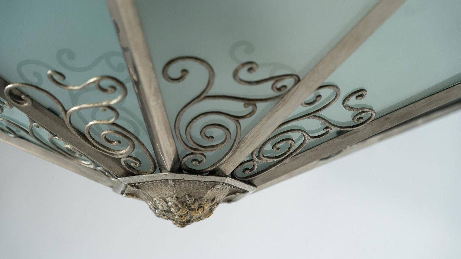 photo buy Large Art Deco Ceiling Light, Glass And Metal, France, 1930s