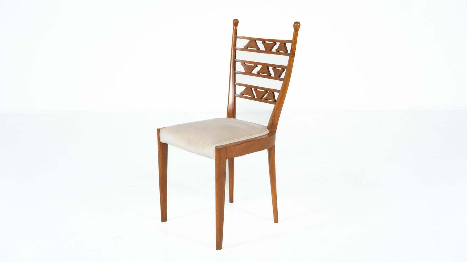 Furniture Set Of 6 Chairs, Cherry Wood, Italy, 1940s photo