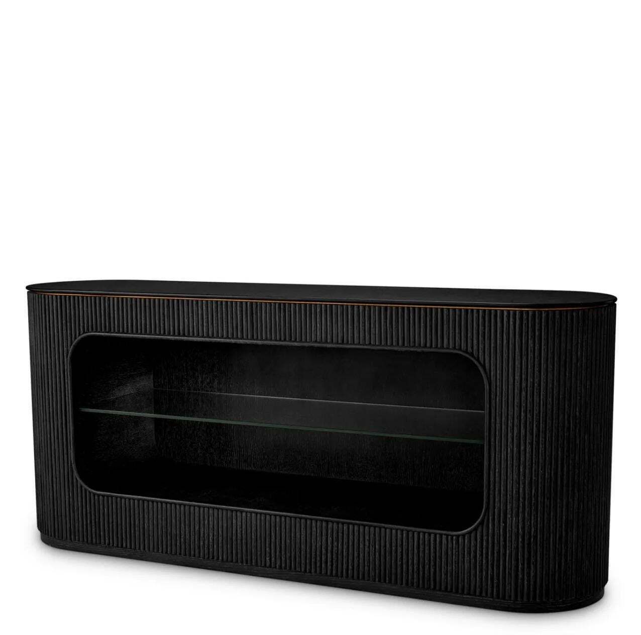 Dresser In Charcoal Grey Oak Veneer And Glass, Contemporary Style photo furniture