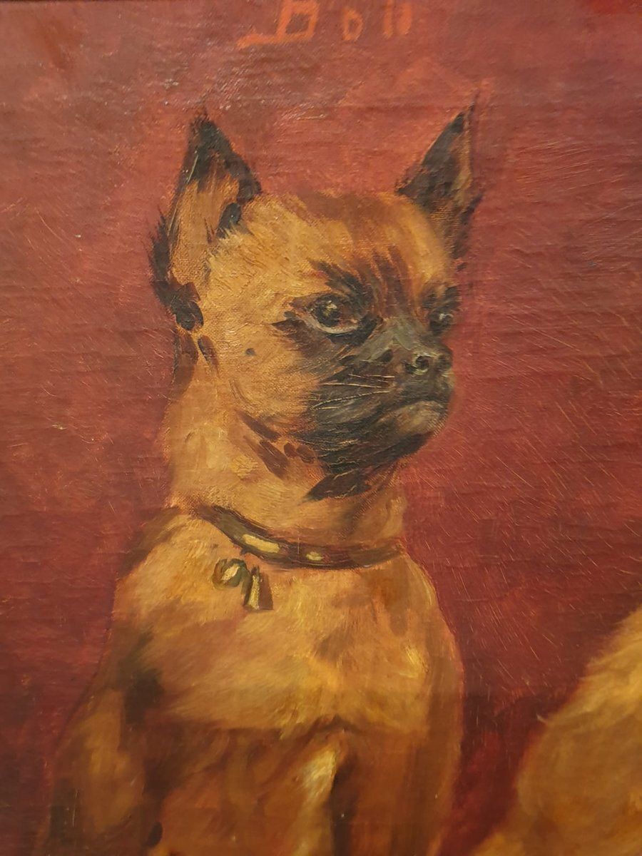 Allaert, Dogs, 1890s 1910s, Large Oil On Canvas, Framed photo for sale