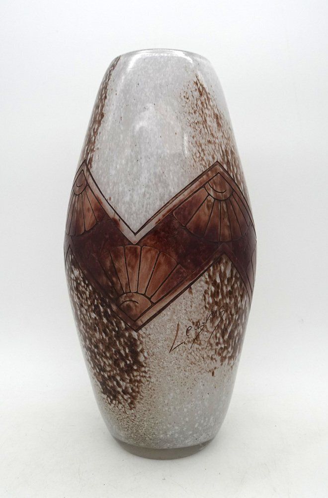 Art Deco Acid Etched Cameo Art Glass Vase From Legras, 1920s photo Home Decor