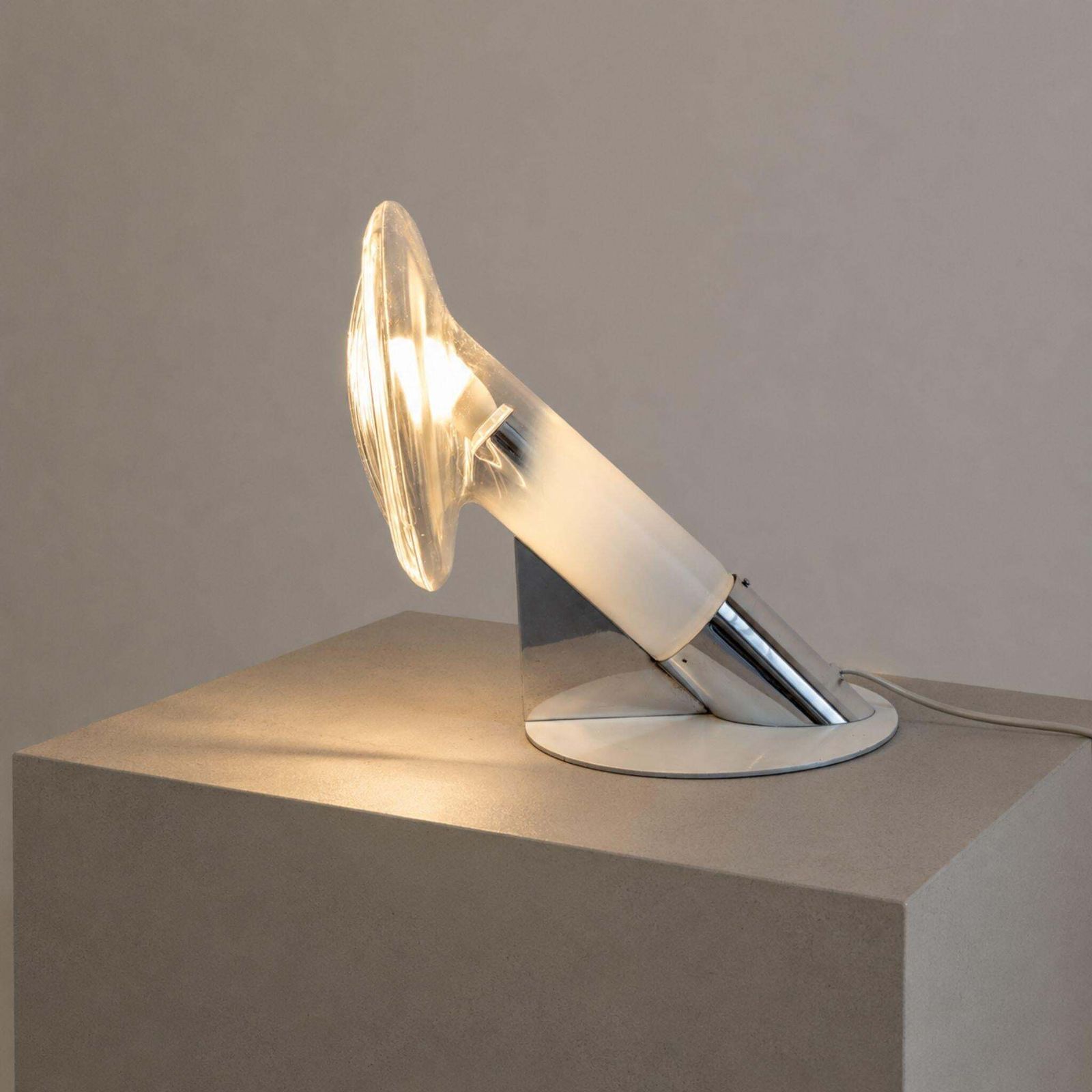1970s Italian Murano Glass Headlight Table Lamp By Carlo Nason For Mazzega photo vintage